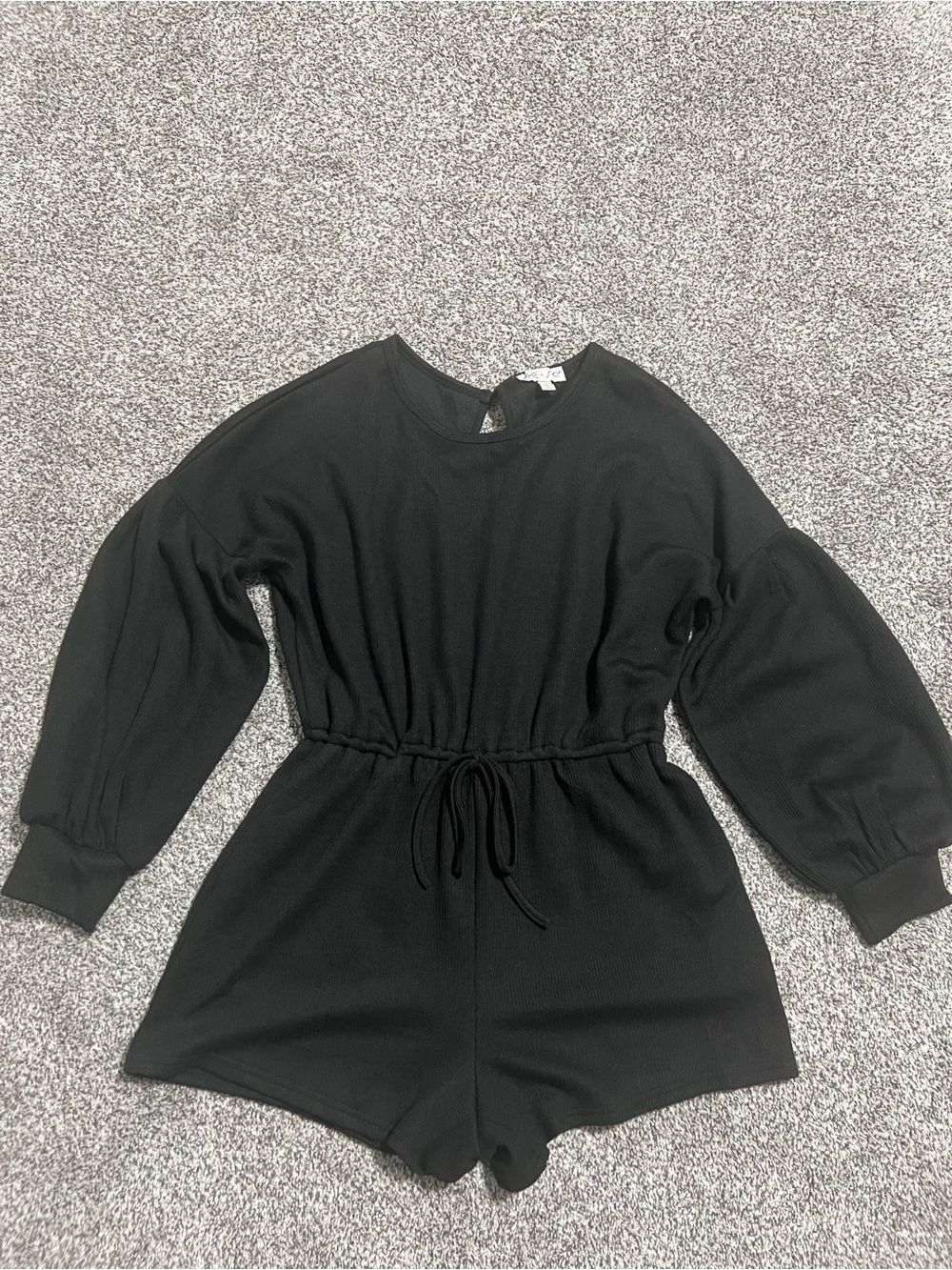 She + Sky Black Ribbed Crewneck Top